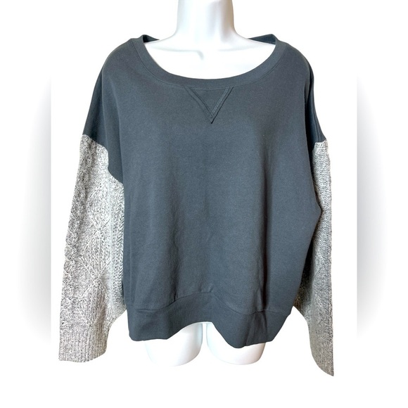 VTG Havana Oversized Cropped Sweatshirt Gray Wool Blend Balloon Knit Sleeve S - Picture 1 of 10